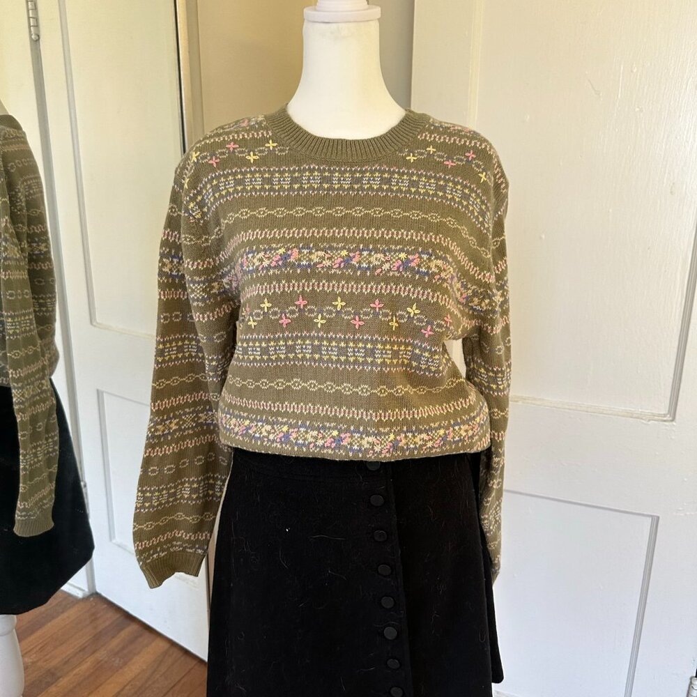 Vintage Southern Reflections Sweater Fair Isle embroidery